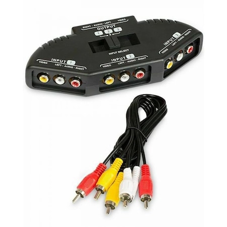 SANOXY SANOXY-CABLE39 Black 3 Port AV Composite RCA Selector Box Switch Splitter