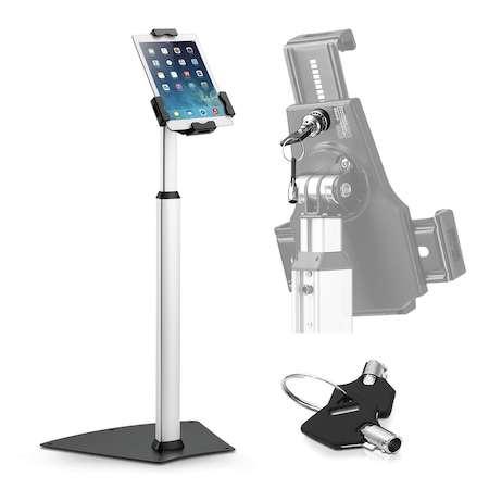 PYLE PSPADLK60 Anti-Theft Tablet Security Stand, Aluminum Metal, Adjustable