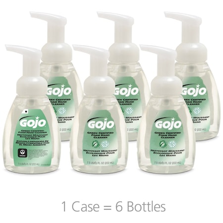 GOJO GOJ571506CT Handwash, Foam, Green Certified, 7.5oz Pump Bottle CL, PK 6
