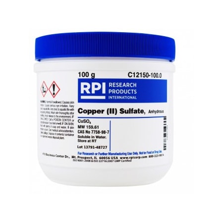 RPI C12150-100.0 Copper (II) Sulfate Anhydrous, 100 G