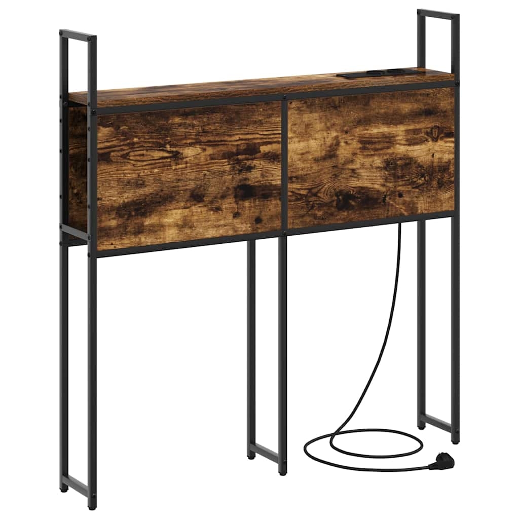 vidaXL Kopfteil mit Stauraum mit Ladestation mit Regal Räuchereiche Image