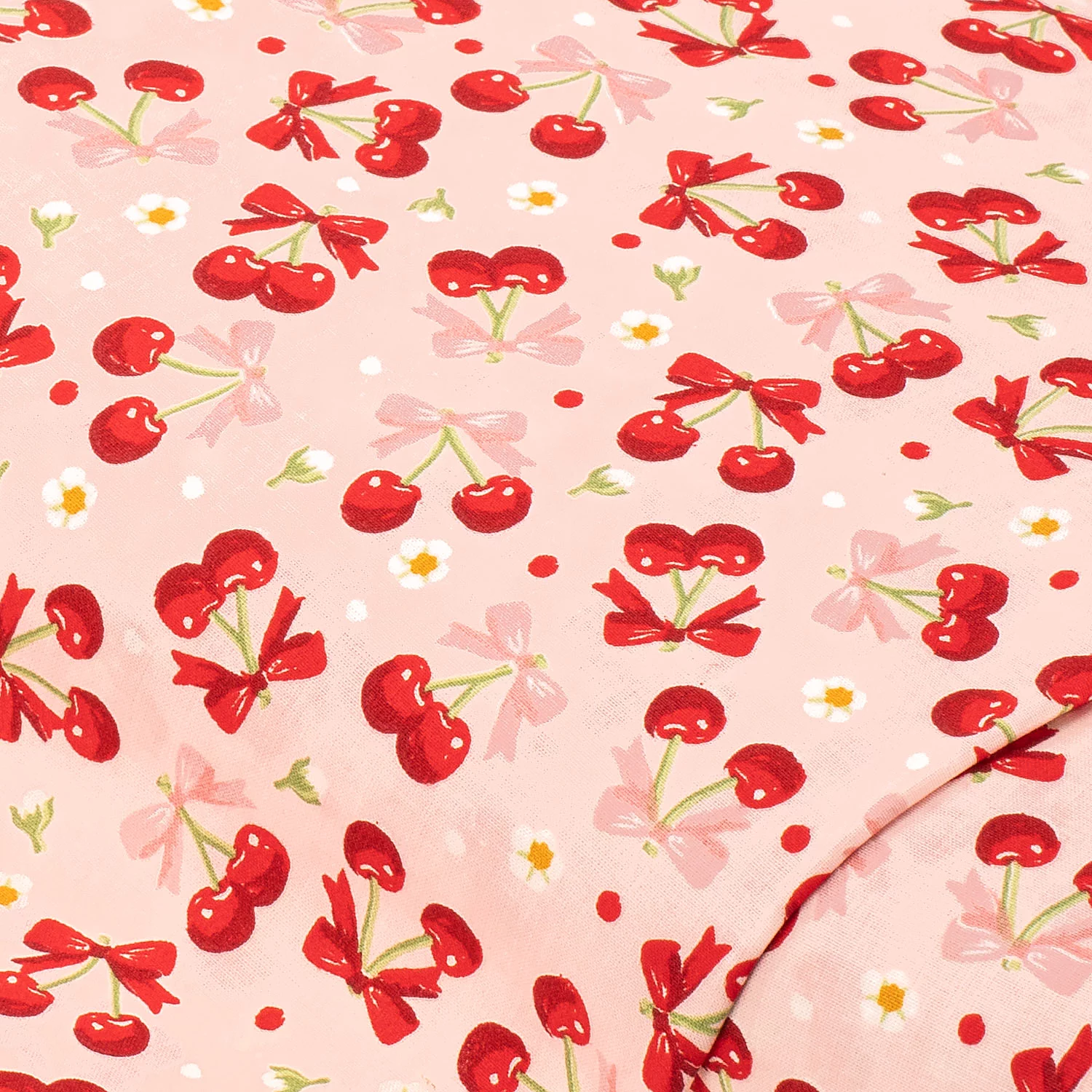Baumwollstoff Kirschen & Schleifen Mona, rosa-color