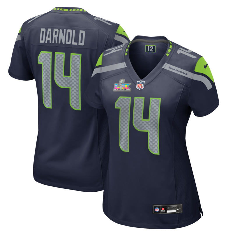 Nike Sam Darnold College Navy Seattle Seahawks Super Bowl LX Patch Game Jersey für Damen Image