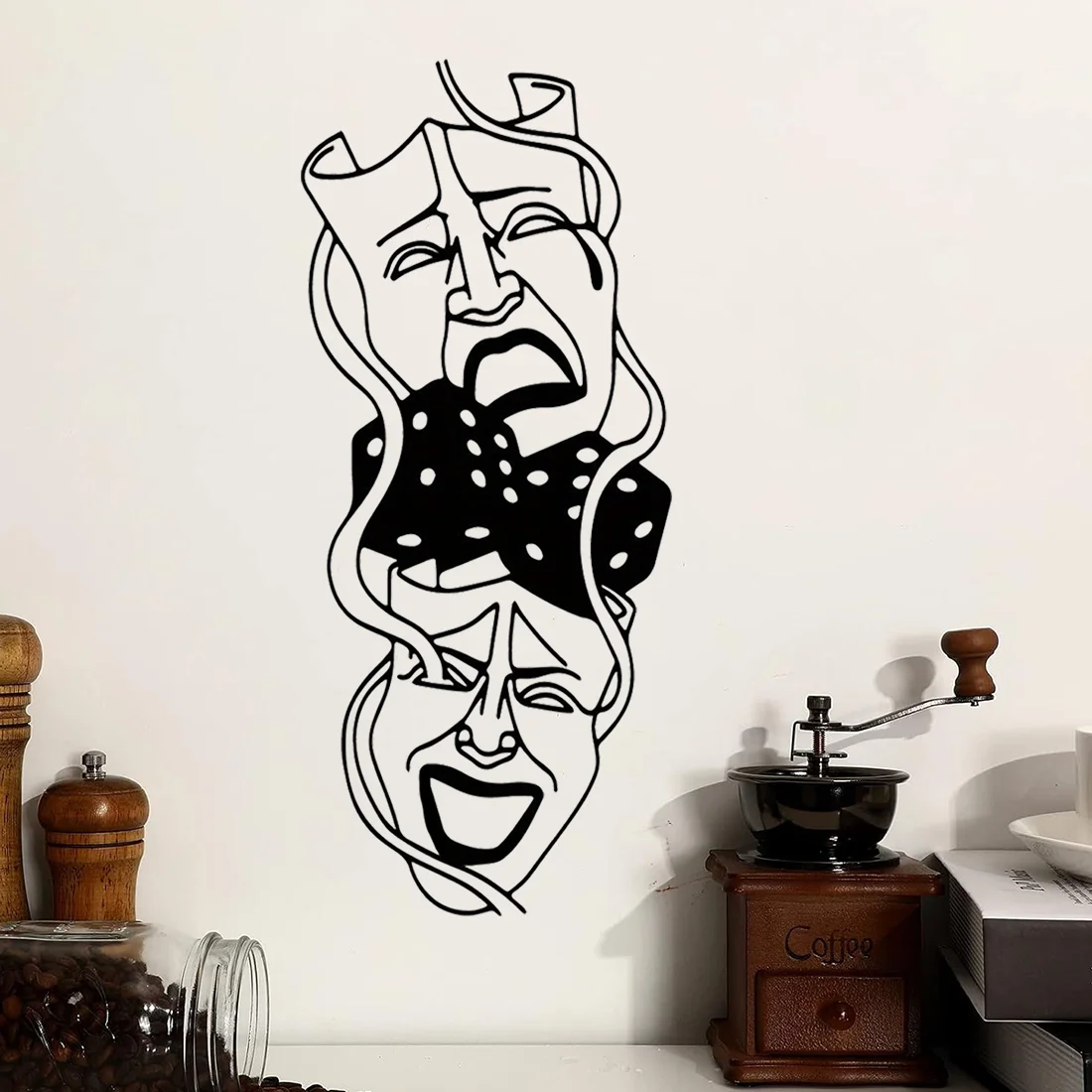 Décoration murale en métal pour home cinéma, thème comédie et tragédie, pour salon