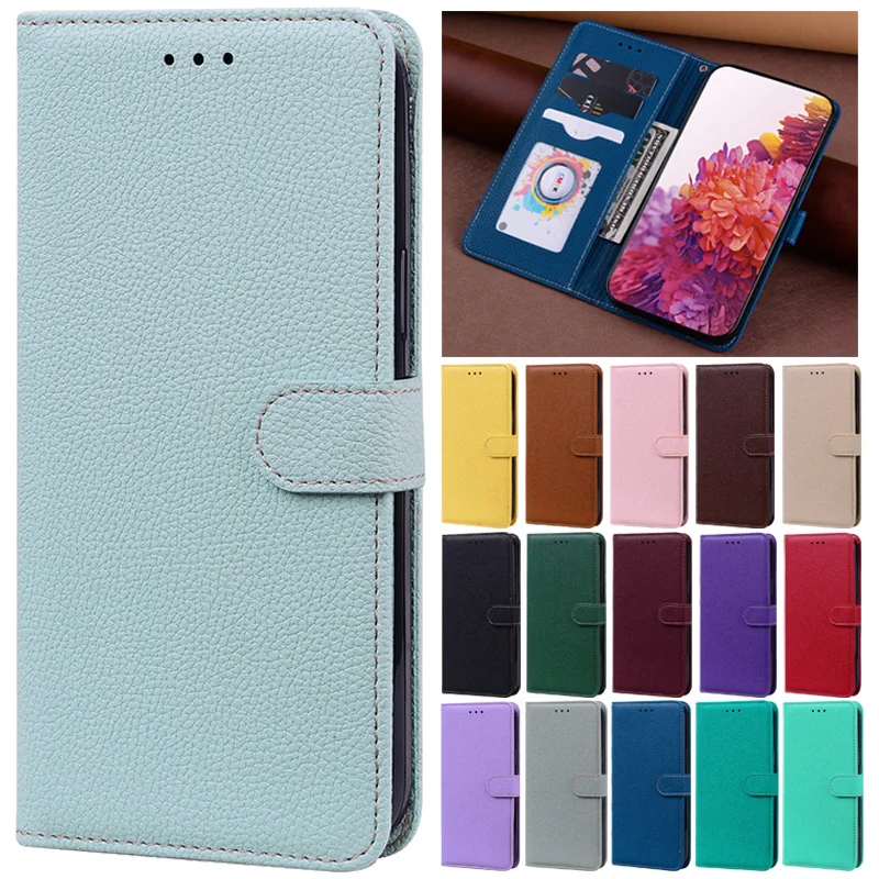 Custodia per telefono in pelle PU tinta unita per OPPO Realme C3 C11 C12 C15 C17 C21Y C25Y C20 C25 C30 C31 C35 V23 Custodia a portafoglio
