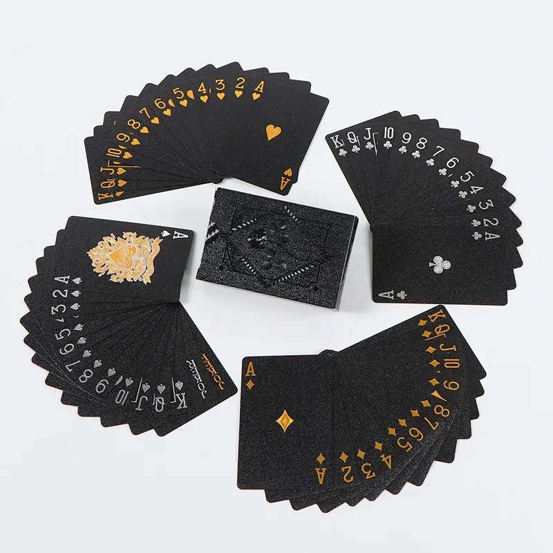 Jeu de cartes de jeu de société, jeu de cartes de poker imperméable, jeu de cartes de magie, collection de jeux de société, divertissement, couleur noir or