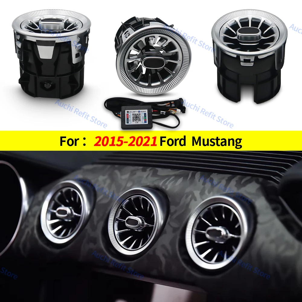 256 farben LED Vents Umgebungs licht Für Ford Mustang 2015-2021 A/C Dashboard Klimaanlage Turbine Air Outlet Premium neon licht Image