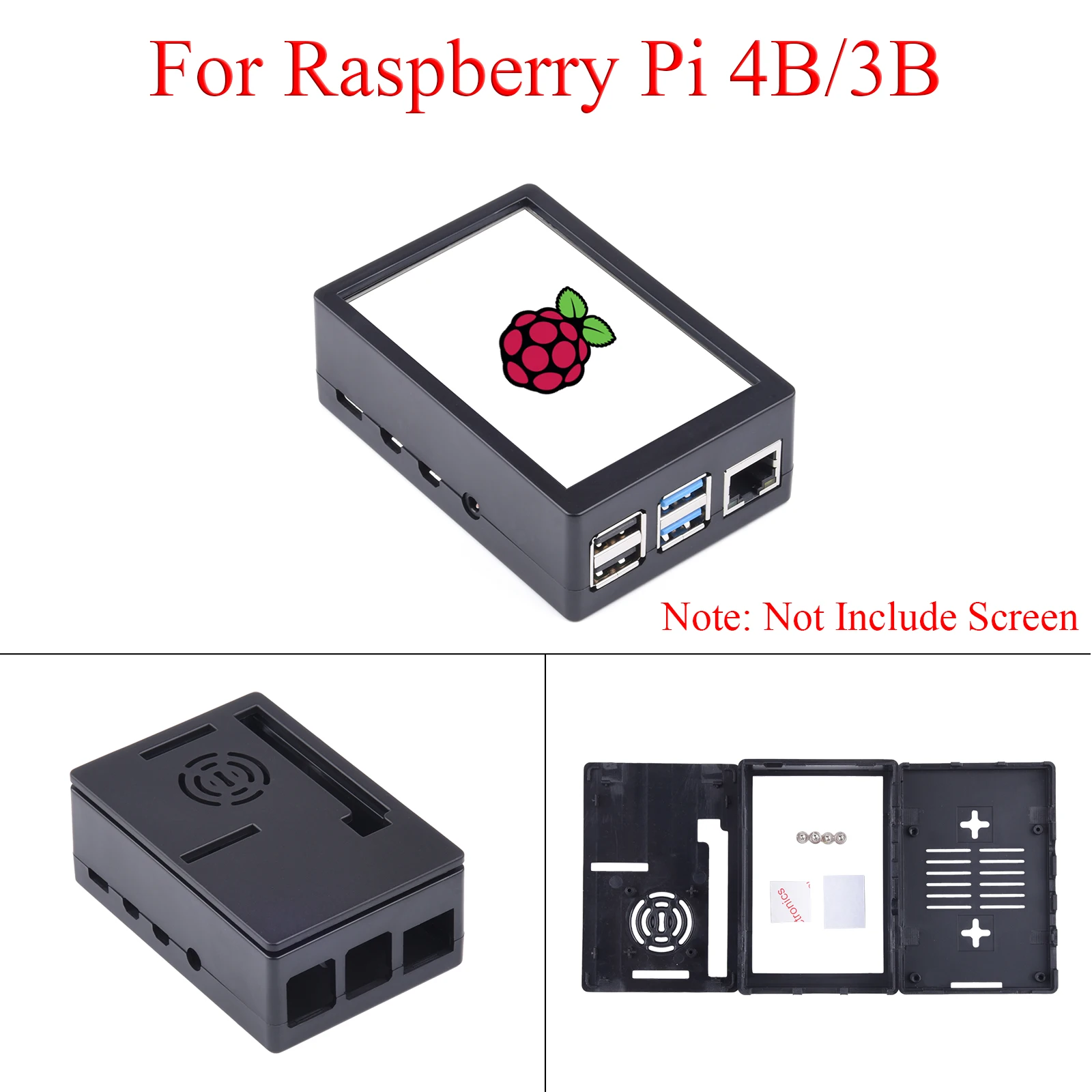 ABS-Schutzhülle, Gehäuse, kompatibel mit 3,5-Zoll-Bildschirm für Raspberry Pi 4B / 3B+ / 3B, Schwarz Image