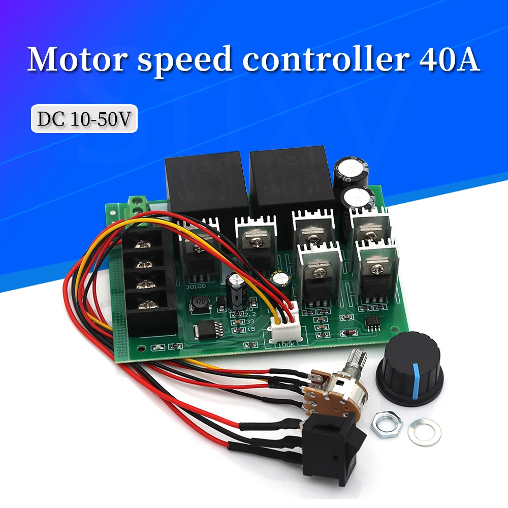 DC 10–50 V 40 A Motordrehzahlregler, PWM-Motor, 12 V/24 V/36 V/48 V, umgekehrter Schalter, CW, CCW, umkehrbarer Impulstreiber, 10–50 V Image