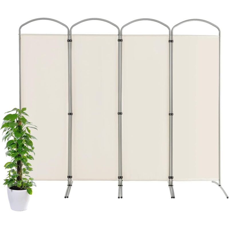 Costway Paravento Pieghevole A 4/6 Pannelli, Separé Divisorio Interno Ed Esterno, Pannelli Divisori Per Camera Da Letto, Ufficio E Soggiorno (221 X 188 Cm 4 Pannelli, Bianco)