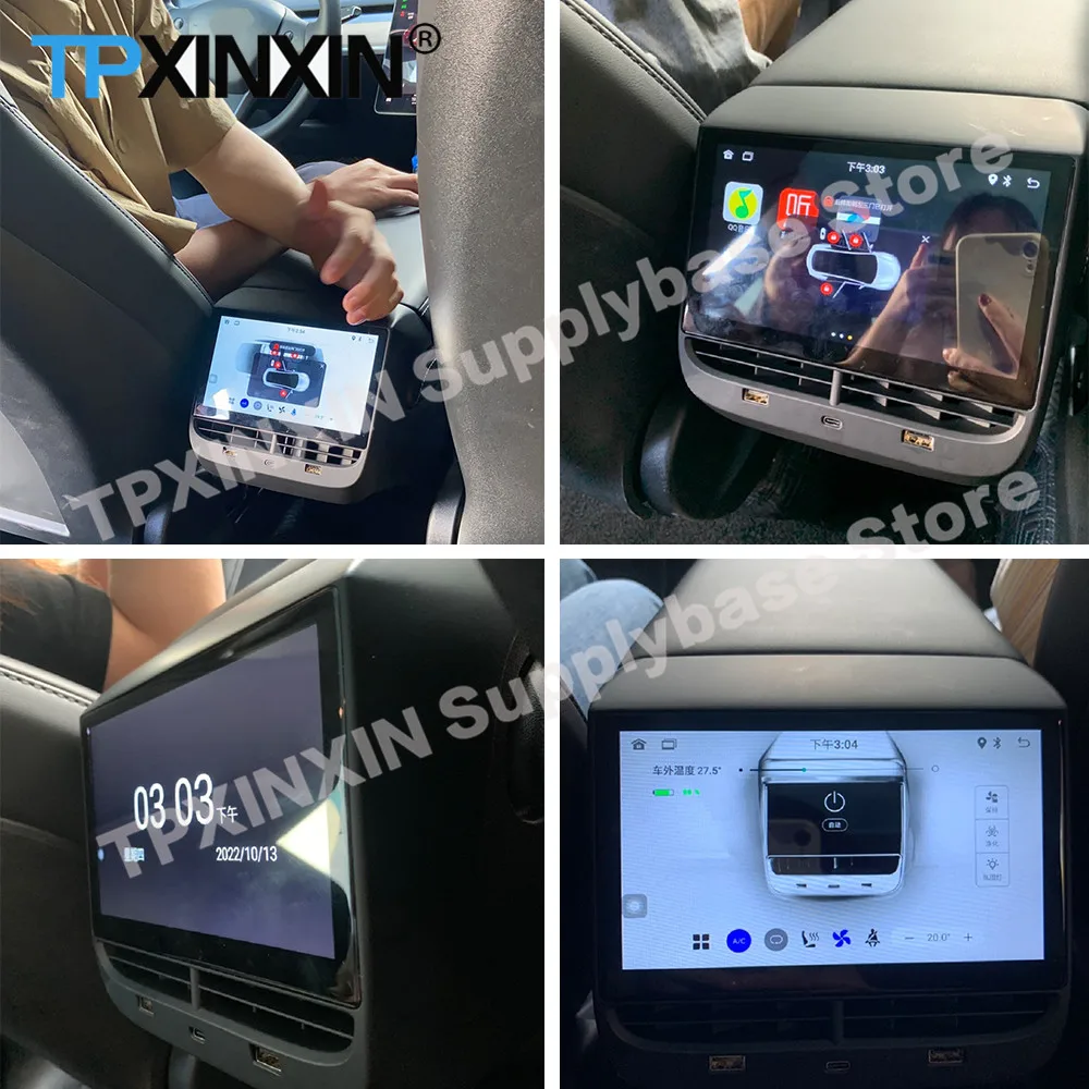 7 Zoll für Tesla Modell 1 3 Y X S Android Multimedia Player Rücksitz Entertainment System Display mit Klimaanlage Steuerung Image