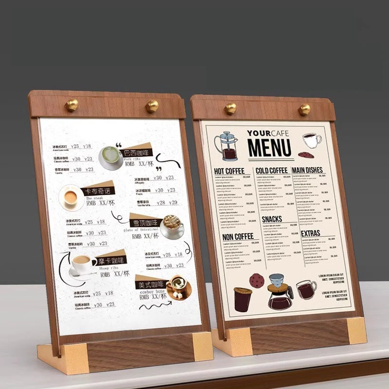 A4/a5 Zwischen ablage Massiv walnussholz Menü tafel Massivholz Anzeigetafel Hochwertige Kaffee Preisliste menu table Top-Display Image