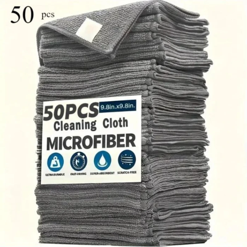 Verdickte Mikrofaser-Reinigungstücher, fusselfreie Handtuchtücher, wiederverwendbare Reinigungstücher, saugfähig, für Autofenster, 1–50 Stück Image