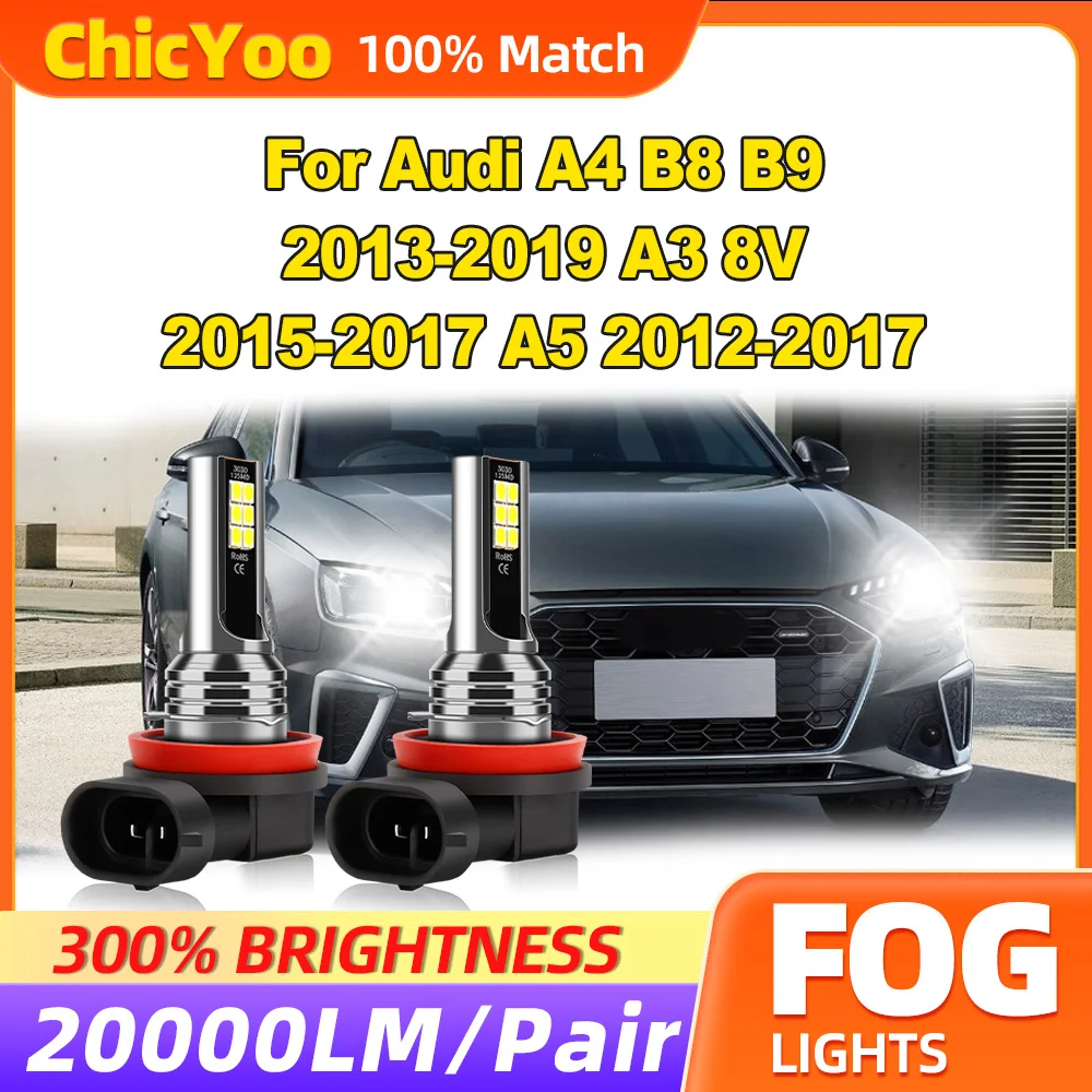 60W LED-Nebelscheinwerfer 12V 6000K Weiß CSP-Chips Nebelleuchte 20000LM für Audi A4 B8 B9 2013-2019 A3 8V 2015-2017 A5 2012-2015 2016 2017 Image