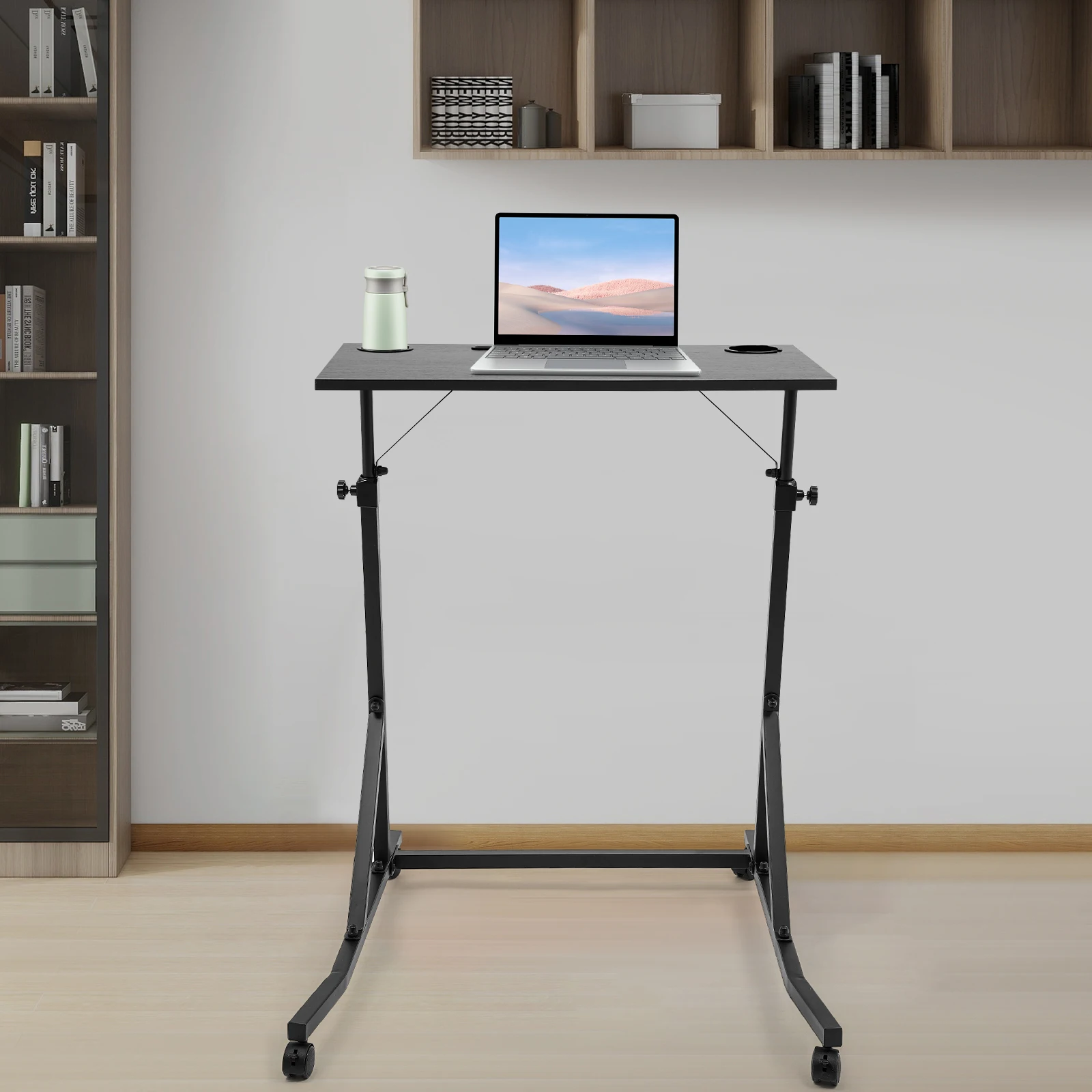 Verstellbarer Fahrradtrainer, Fitness-Schreibtisch, Stehpult für Indoor-Radfahren und Fahrradtrainer, Fahrrad-Trainings-Schreibtisch, Schwarz, Modern Image