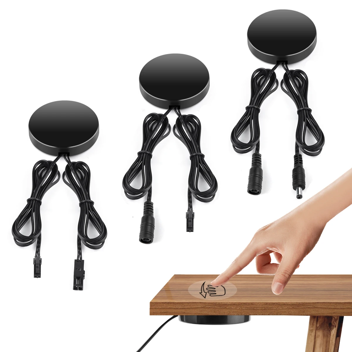 Durchdringbarer 25-mm-Holz-Touch-Sensor und Handfegen-LED-Dimmer für LED-Licht 12V-24V 60W dimmbarer Lichtschalter Image