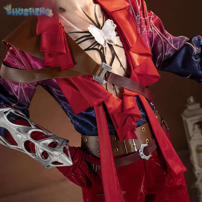 Identität V Naib Subedar Söldner Cosplay Rot bekleidete Person Kostüm Halloween Mode Männer Frauen Uniform Requisiten Zubehör Set Image