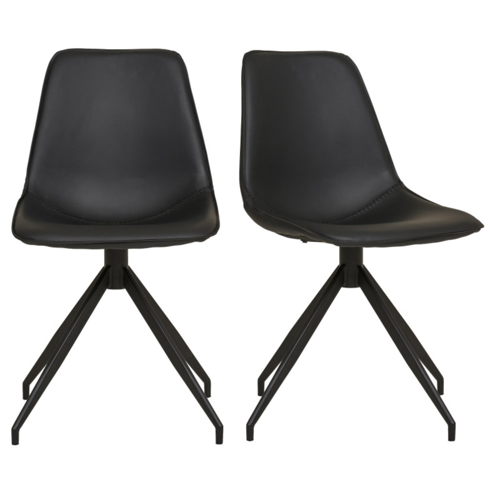 Chaise pivotante à 360° en cuir synthétique noir (x2)