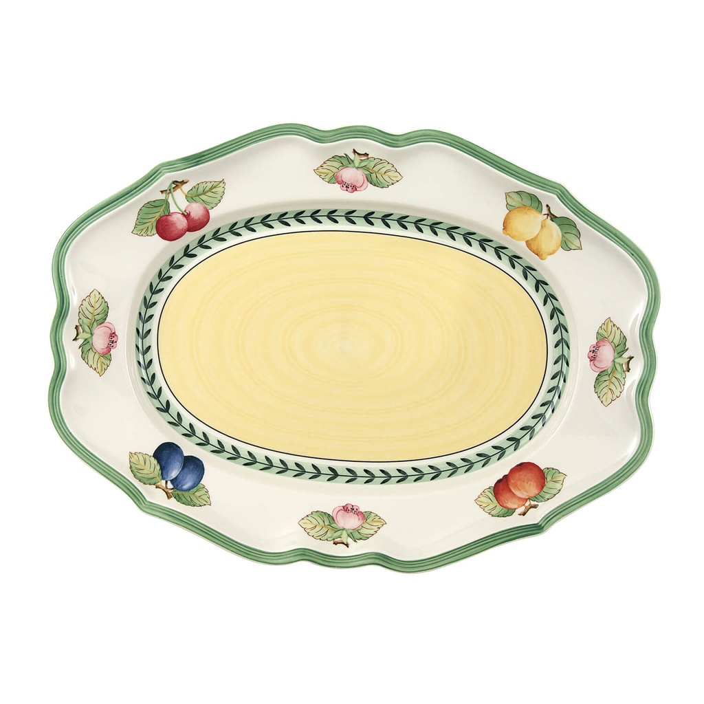 Servierplatte VILLEROY & BOCH "Platte French Garden Fleurence bunt", bunt, L:36,7cm, Porzellan, Servierplatten, Servierplatte