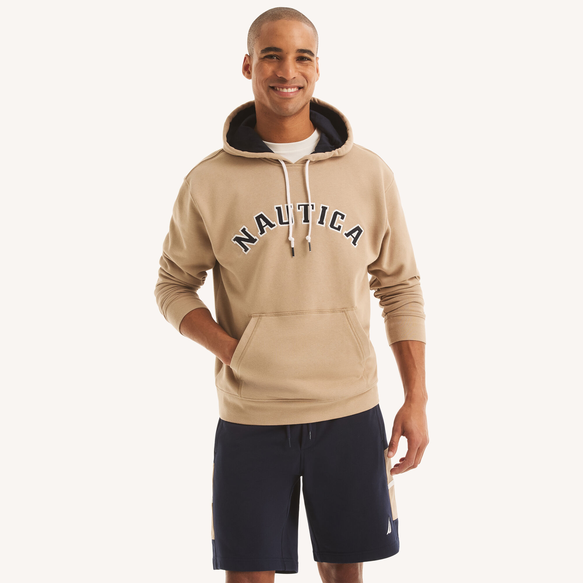 Nautica Men's Fleece Logo Hoodie 212 (Pale Taupe), S