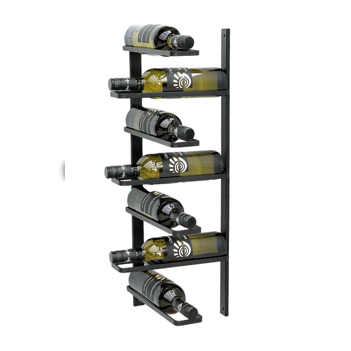 DanDiBo Weinregal Metall Schwarz Ecke Wand 2.Teilig Eckregal Flaschenregal 96326 Flaschenhalter Wandmontage Modern Wandhalter Wandregal für 7 Flaschen Image