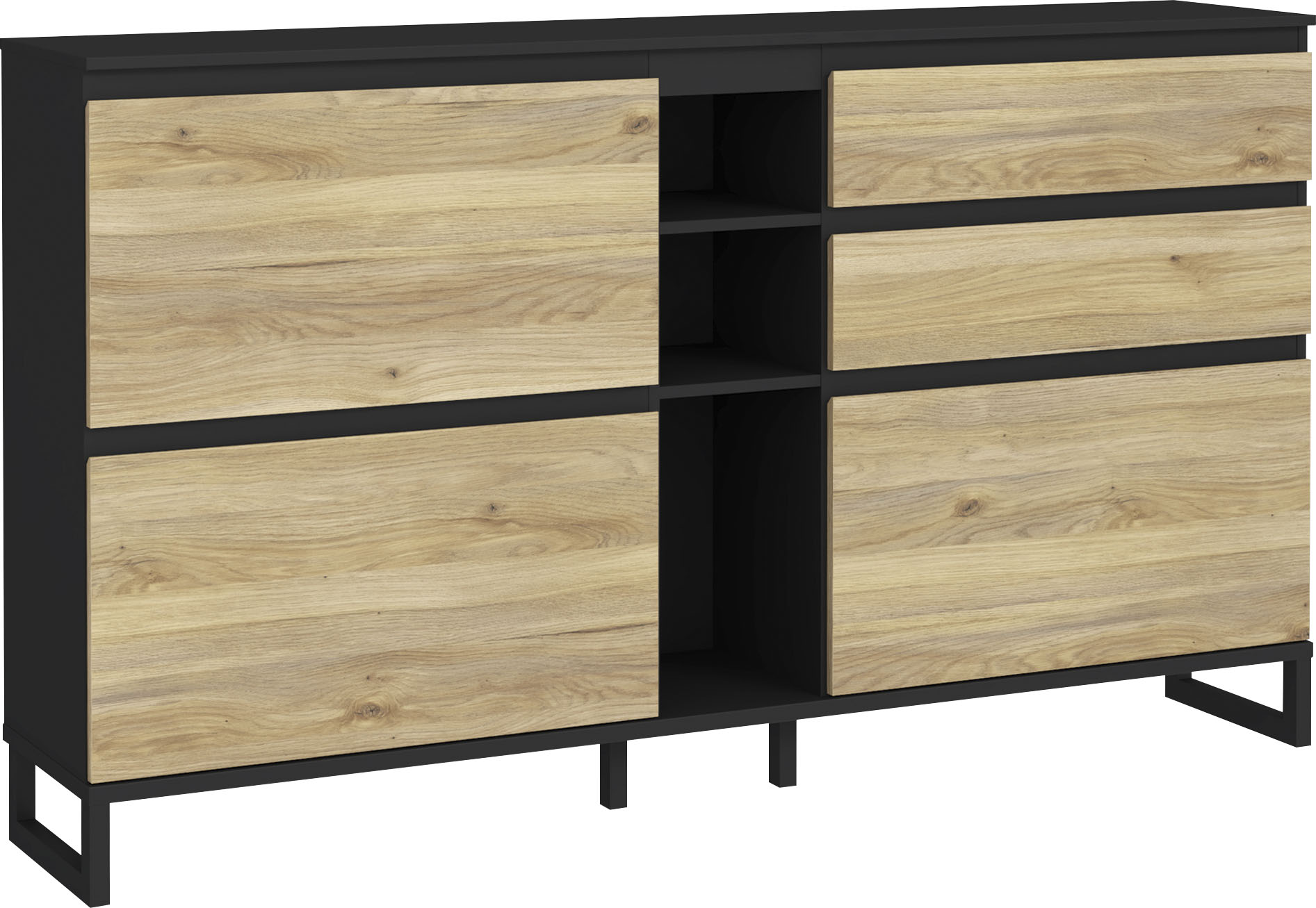 Schuhschrank FORTE "Quayle", braun (schwarz, braun), B:174,8cm H:99,3cm T:34,1cm, Holzwerkstoff, Schränke, Schuhschrank, Schuhkipper, Breite 174,8cm Image