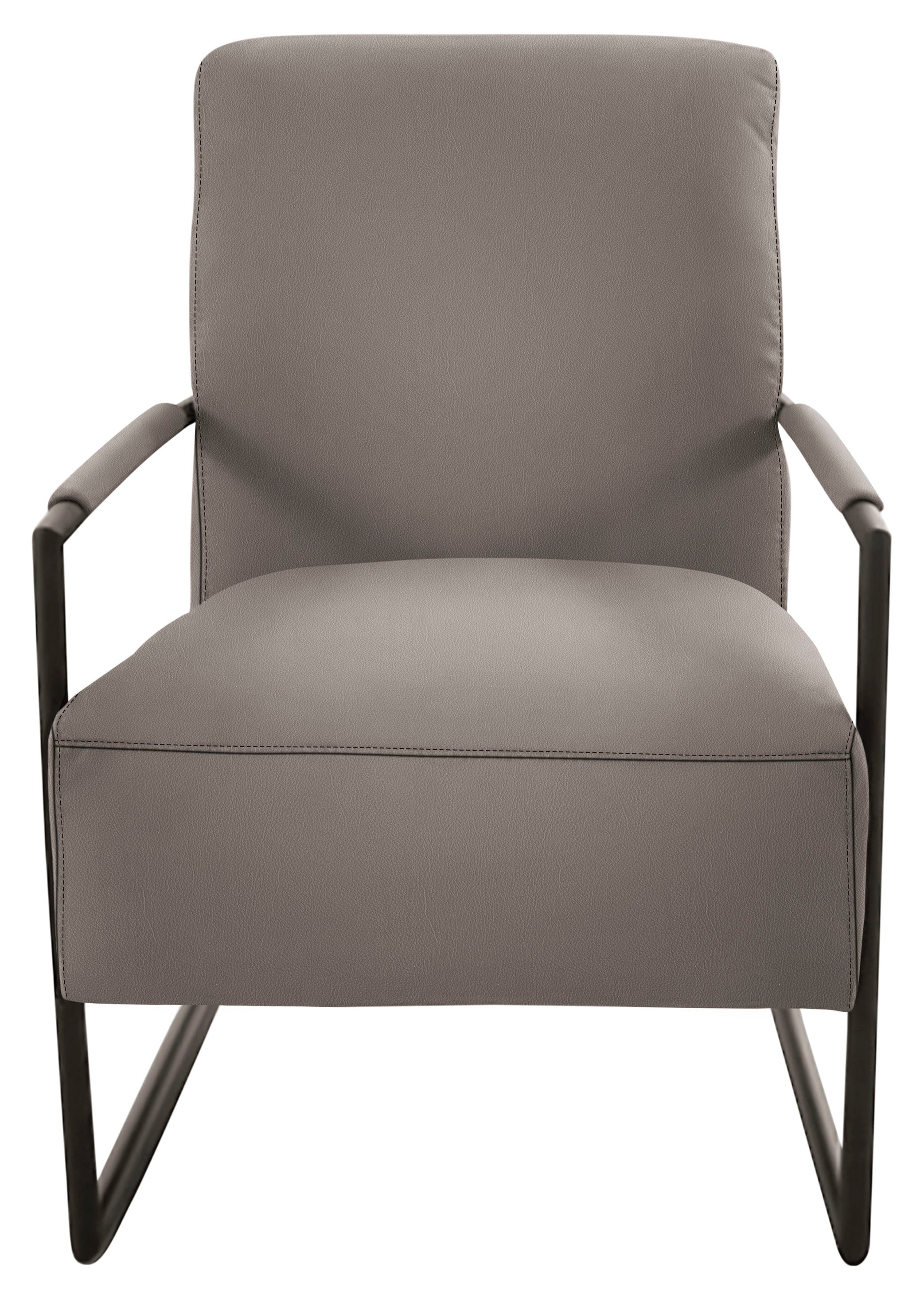 Cocktailsessel K+W KOMFORT & WOHNEN, grau (stahl), B:62cm H:77cm T:83cm, Sessel, Cocktailsessel, mit bezogenen Armlehnen, Gestell in Metall schwarz Struktur