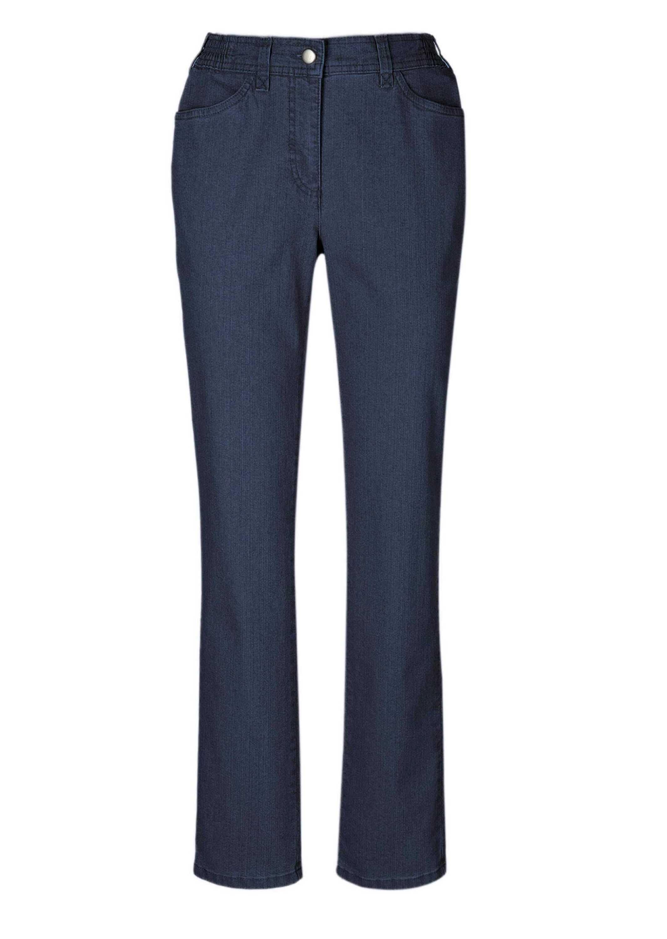 Regular-fit-Jeans GOLDNER "Kurzgröße Klassische Jeanshose ANNA", Damen, Gr. 24, K-Gr, blau (dunkelblau), Obermaterial: 78% Baumwolle CO. 20% Polyester PES. 2% Elasthan EL., Jeans