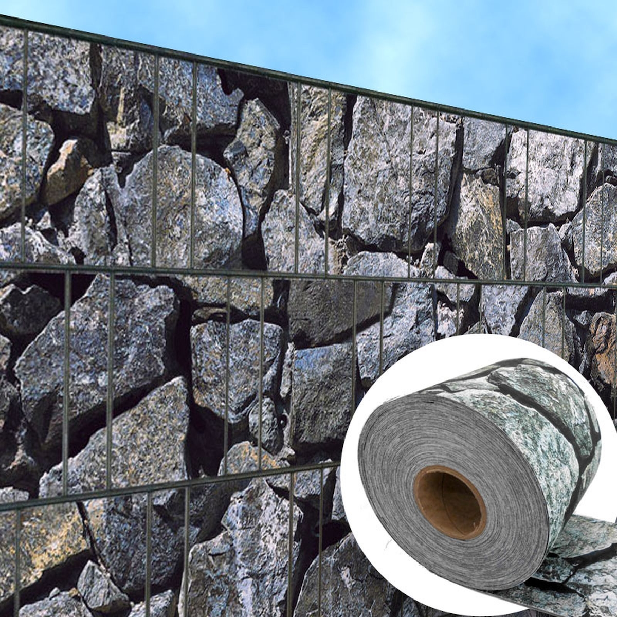 zaun|zu® Sichtschutz Bruchstein bedruckter Sichtschutz 2,5m x 2,0m Image