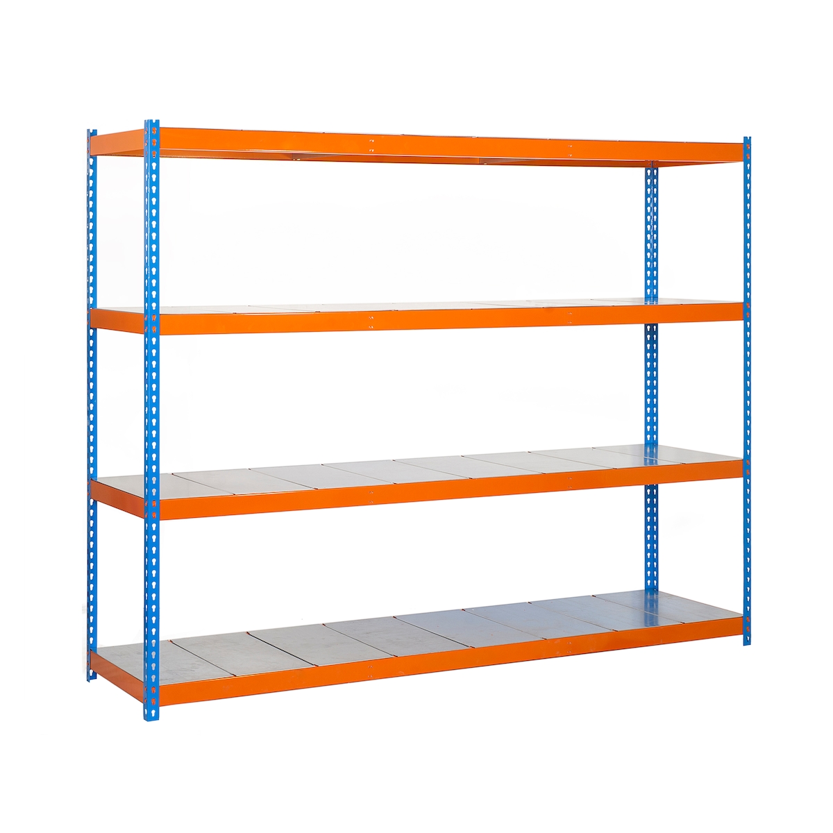 SimonRack Metallregal ohne Schrauben mit Simonforte -Metallschalen 4 Regale. Blau/Orange/Galva Farbe 2000x2100x750 mm Image