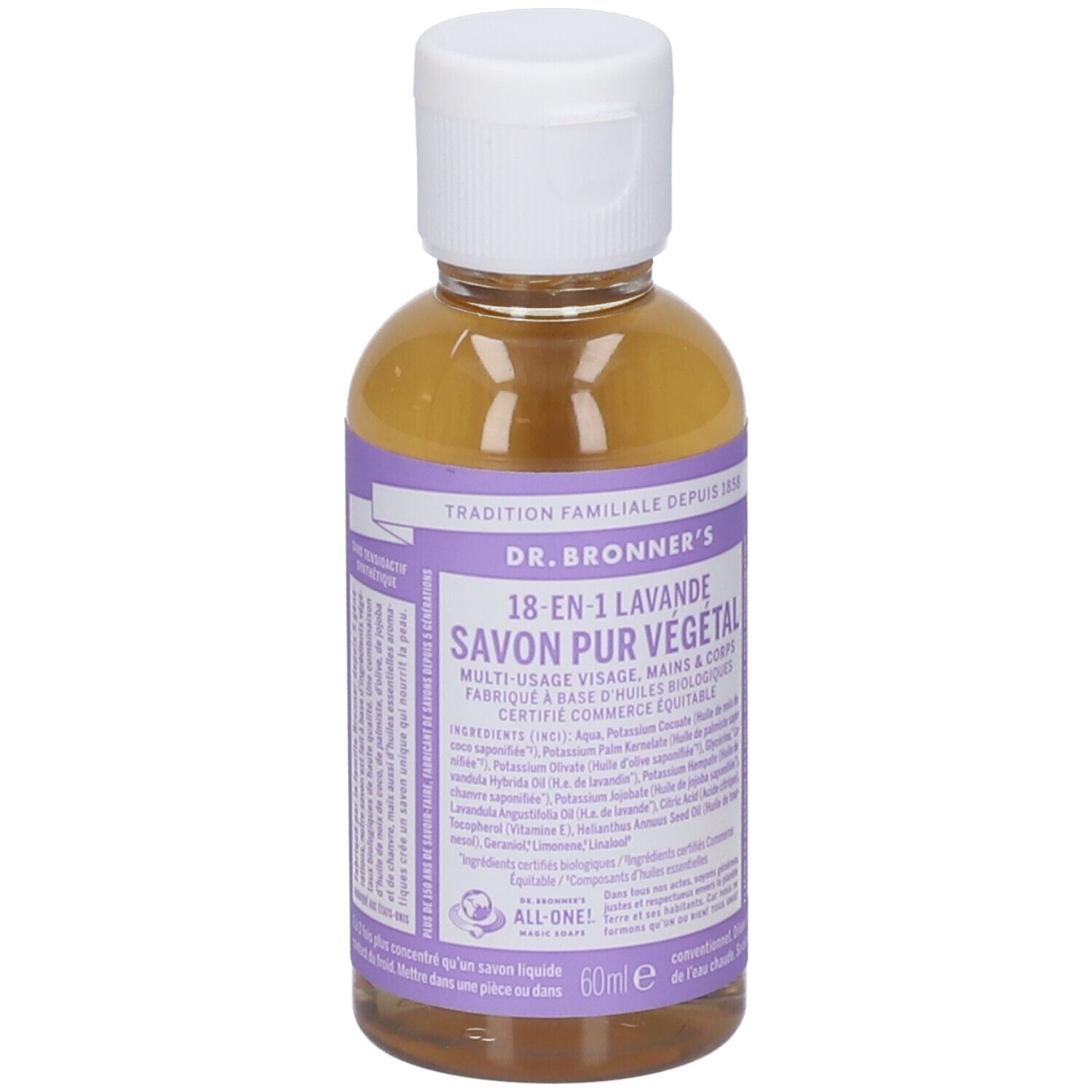 Dr. Bronner’s Sapone Liquido 18-In-1 alla Lavanda 60 ml liquido