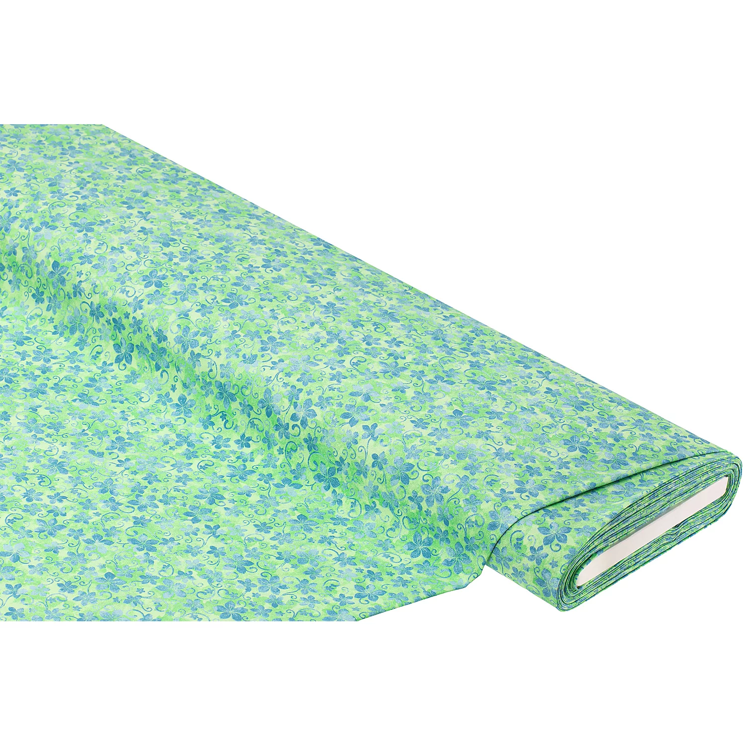 Baumwollstoff Batik-Blüte Mona, blau/grün Image