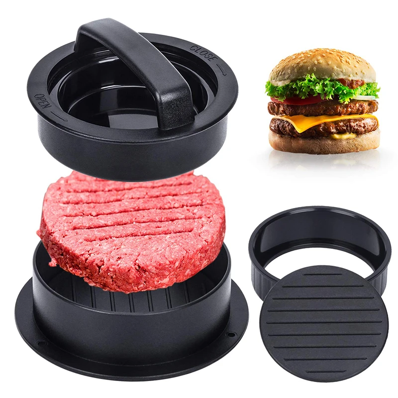 Pressa per hamburger in ABS Pressa per torta di carne Stampo per hamburger ripiene con rivestimenti di carta da forno Patty Pasticceria Strumenti Accessori da cucina per barbecue