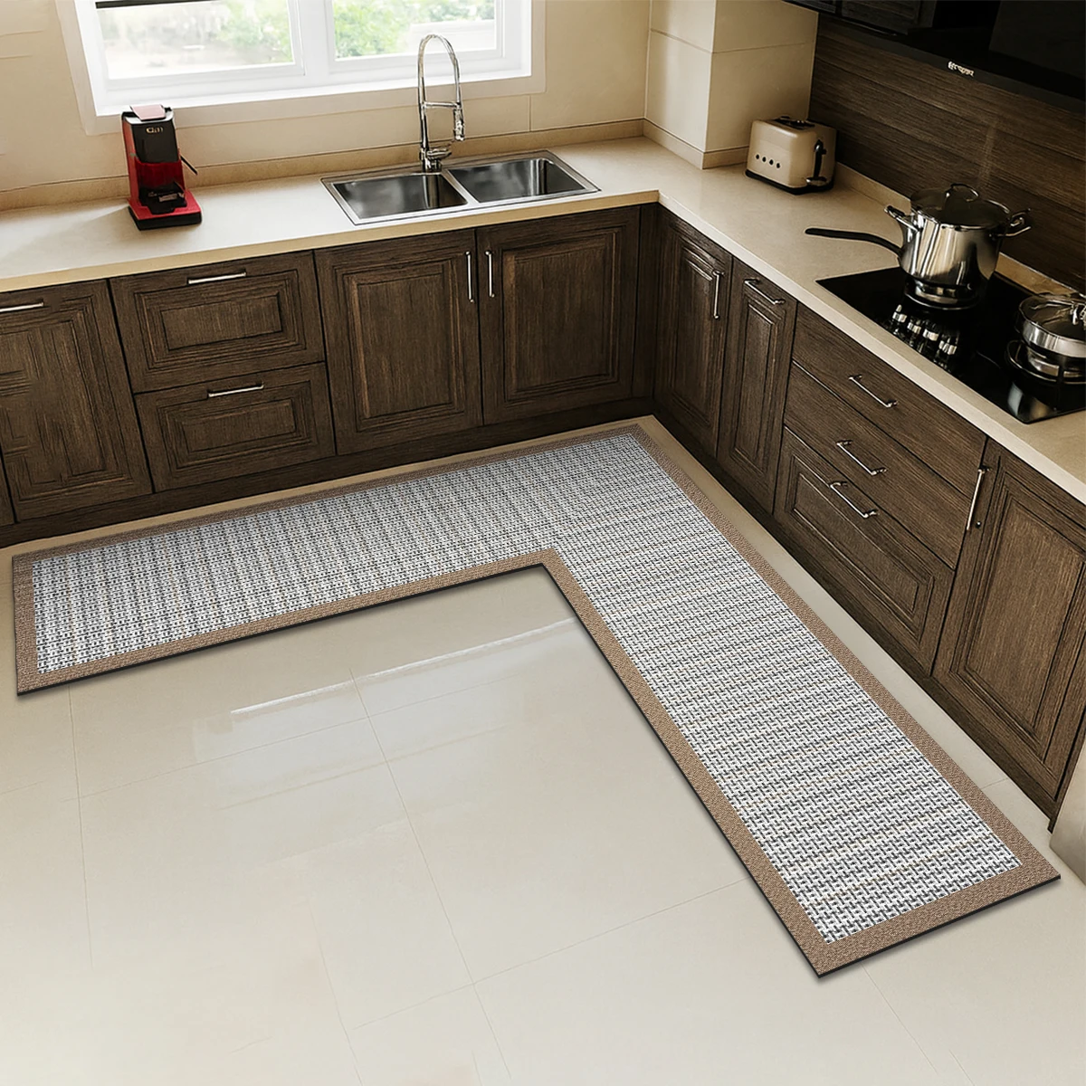 L-shaped kitchen mat diatomaceous earth non-slip mat bathroom absorbent mat corner mat entryway mat