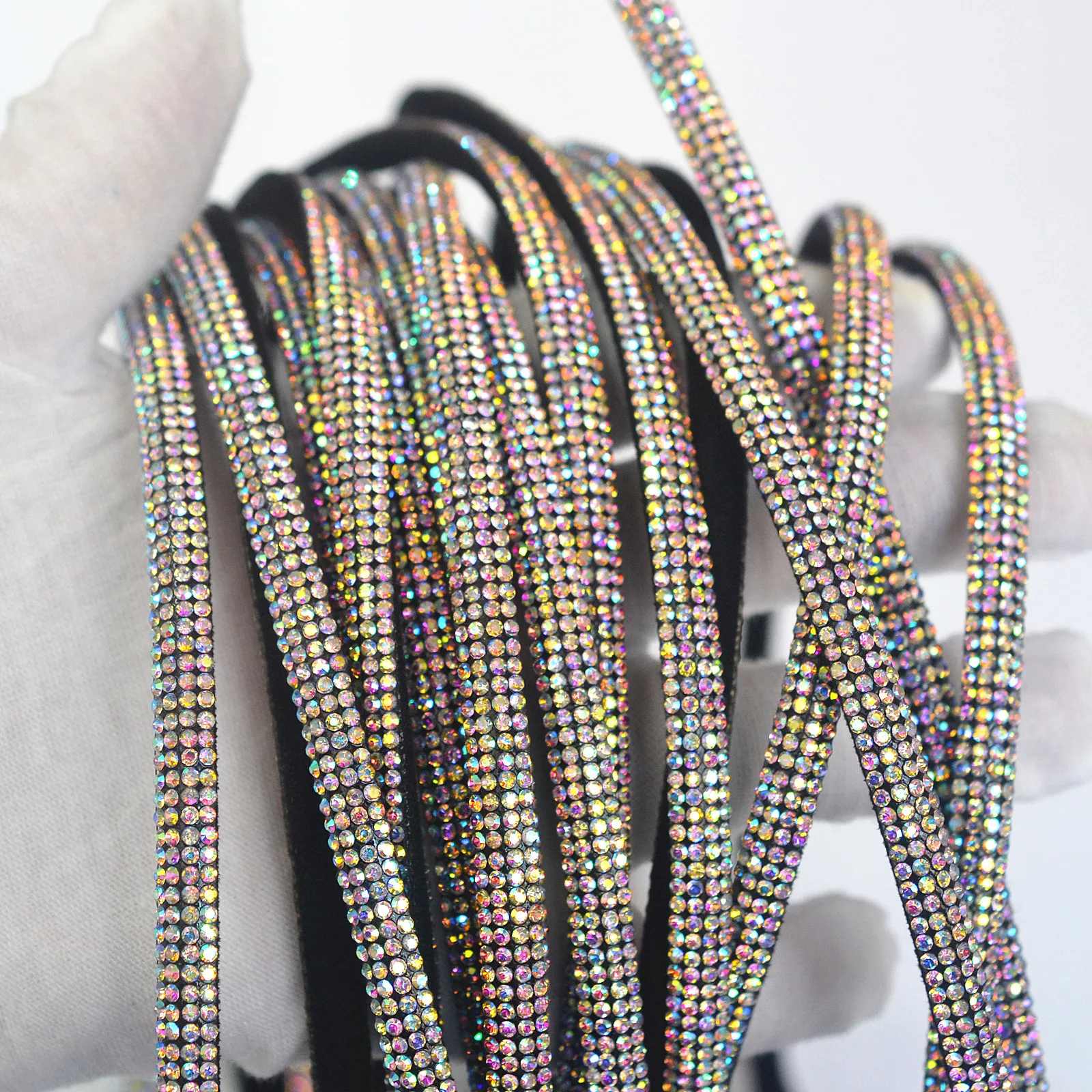 Bling bling Glitter ab Crystal Rhinestone Chain Sew-On Glue-On For Clothes DIY Garment Accessories Rhinestone Trim