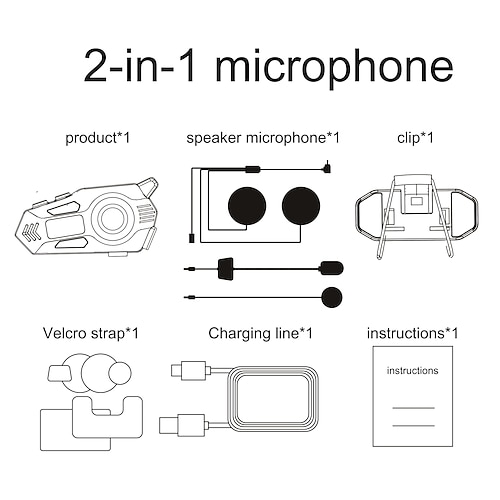 Auricolare Bluetooth per casco K09 con connettività intelligente multi-dispositivo, walkie-talkie in tempo reale, radio FM, riduzione del rumore, auricolare impermeabile per ciclismo