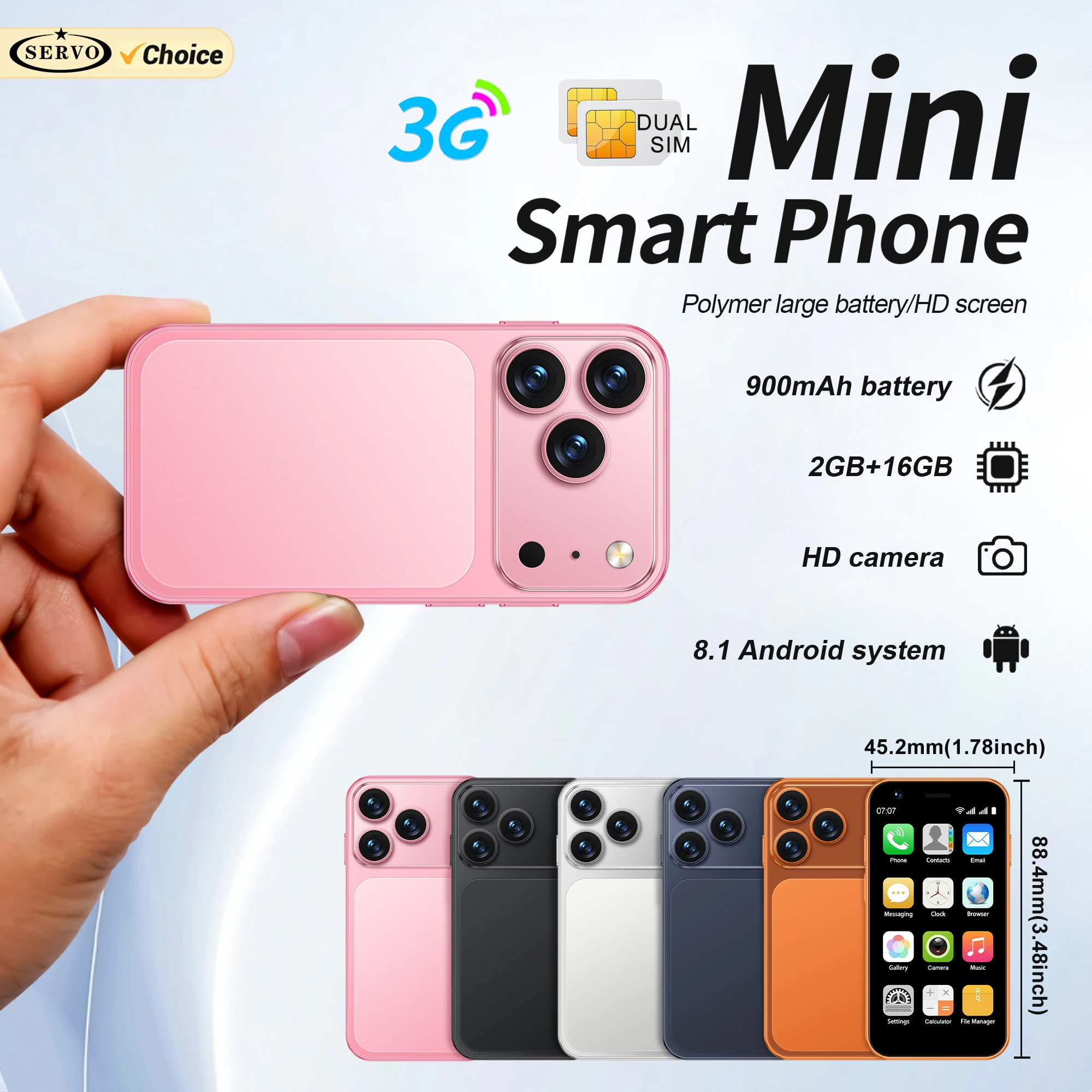 SERVO 18SE MINI Android Mini-Smartphone 3G WCDMA 2GB RAM 16GB ROM Wi-Fi Hotspot GPS 3,0