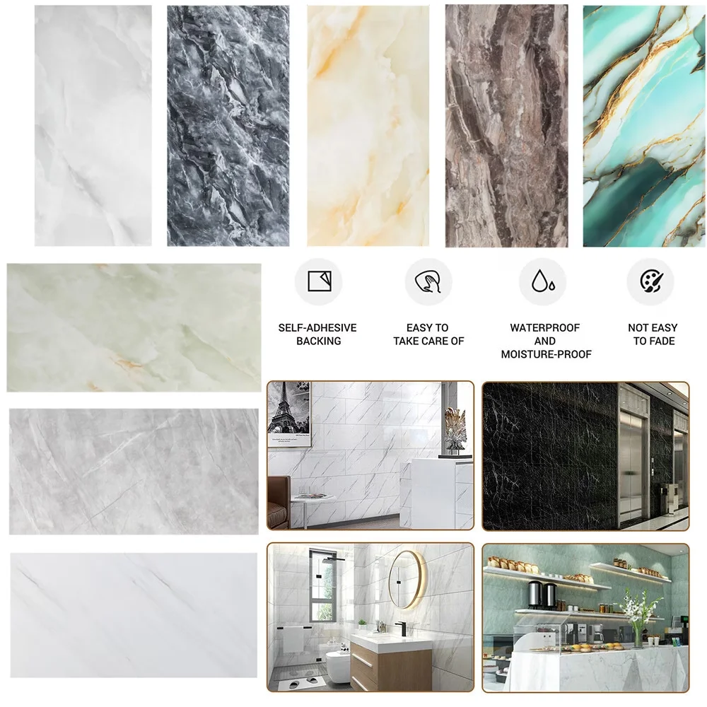20/40 Stück 30 cm x 60 cm selbstklebende Marmorfliesen-Aufkleber, wasserdichter Bodenaufkleber, PVC-Fliesen, Küche, Badezimmer, Wandaufkleber, Heimdekoration