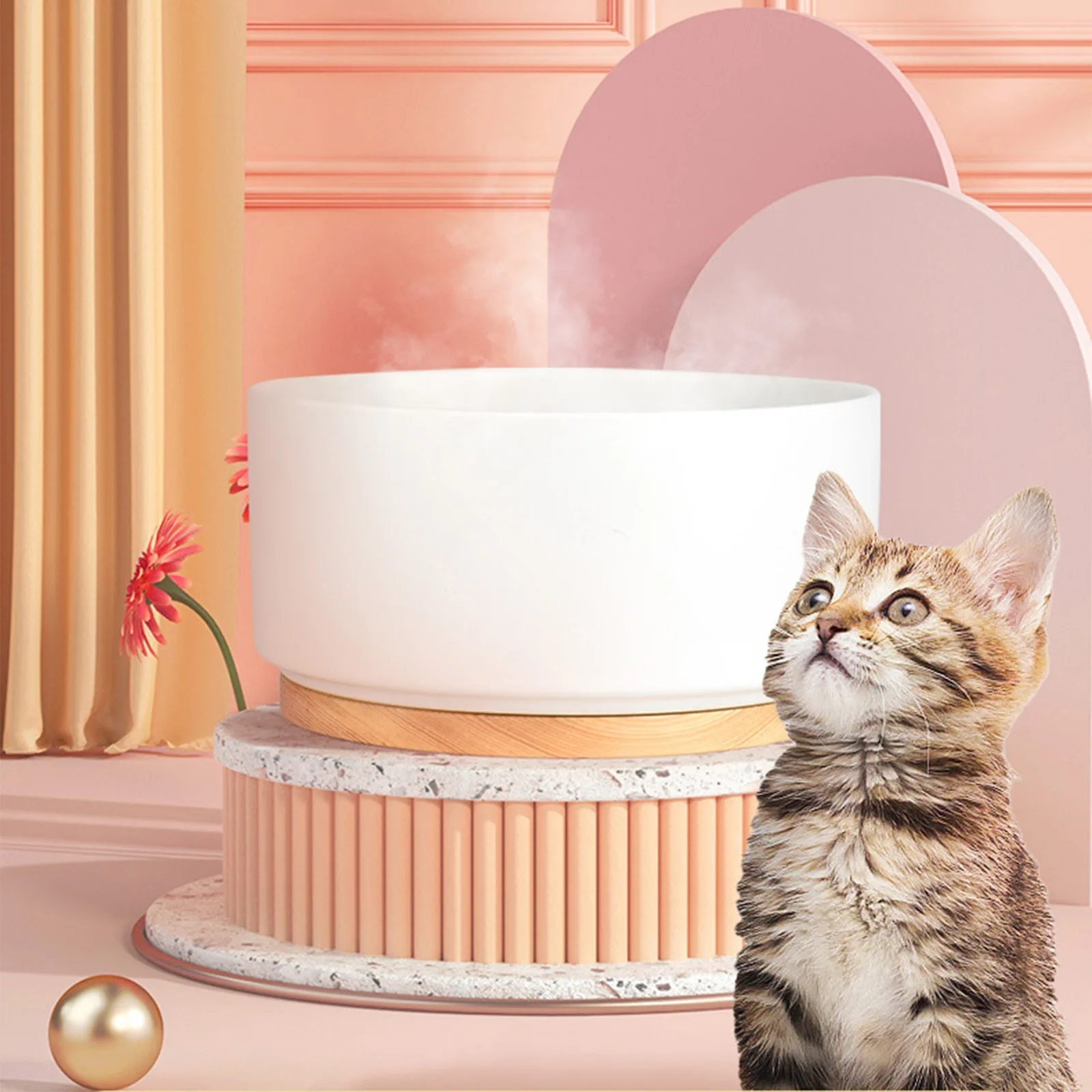 Lebensmittelqualität Keramikschüssel Intelligente 5V USB-Heizschüssel Katze Wasserspender mit konstanter Temperatur 1000ml Schüssel Haustierschüssel Wassernapf Image