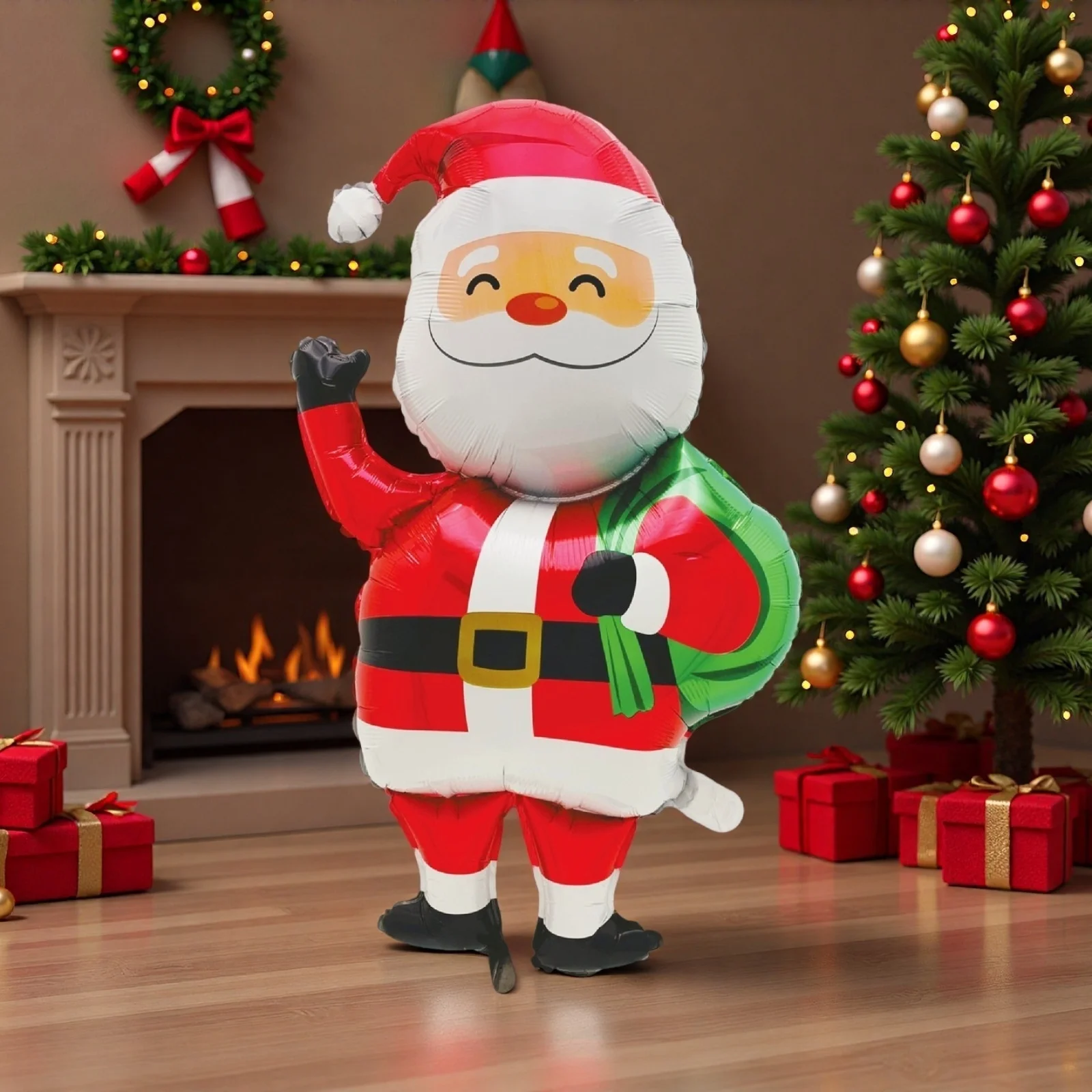 1 stücke Stehende Welle Geschenk Santa Claus Folie Ballon Weihnachten Dekoration Weihnachten Thema Party Urlaub Neue Jahr Party Familie Dekore Image