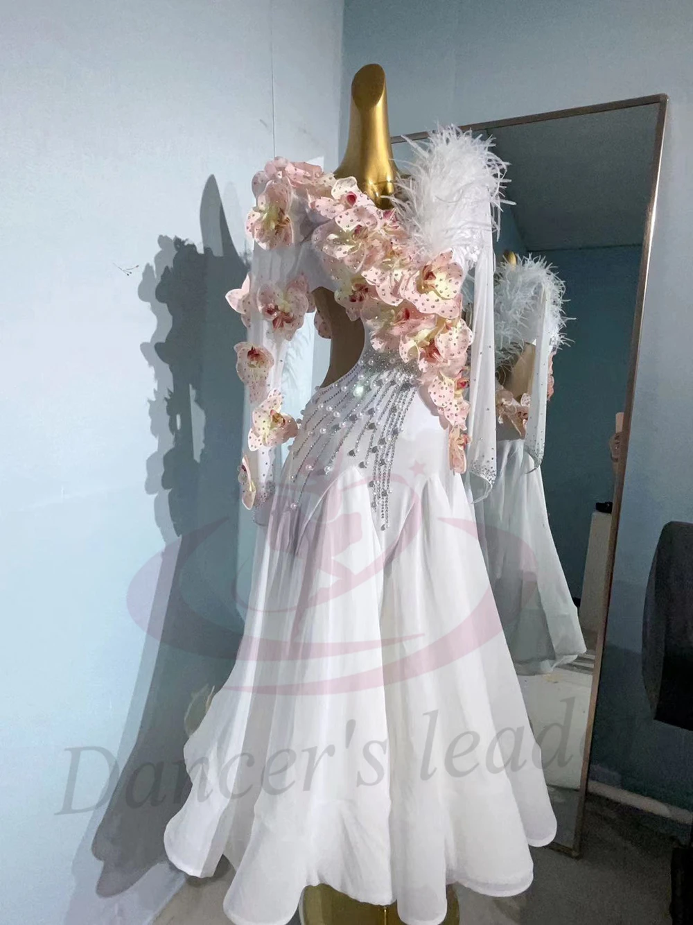 Latin Dance Kostüm AB Stein Weibliche Erwachsene Kinder High-end Maßgeschneiderte Blume Modernen Rock Samba Performance Kleid Image