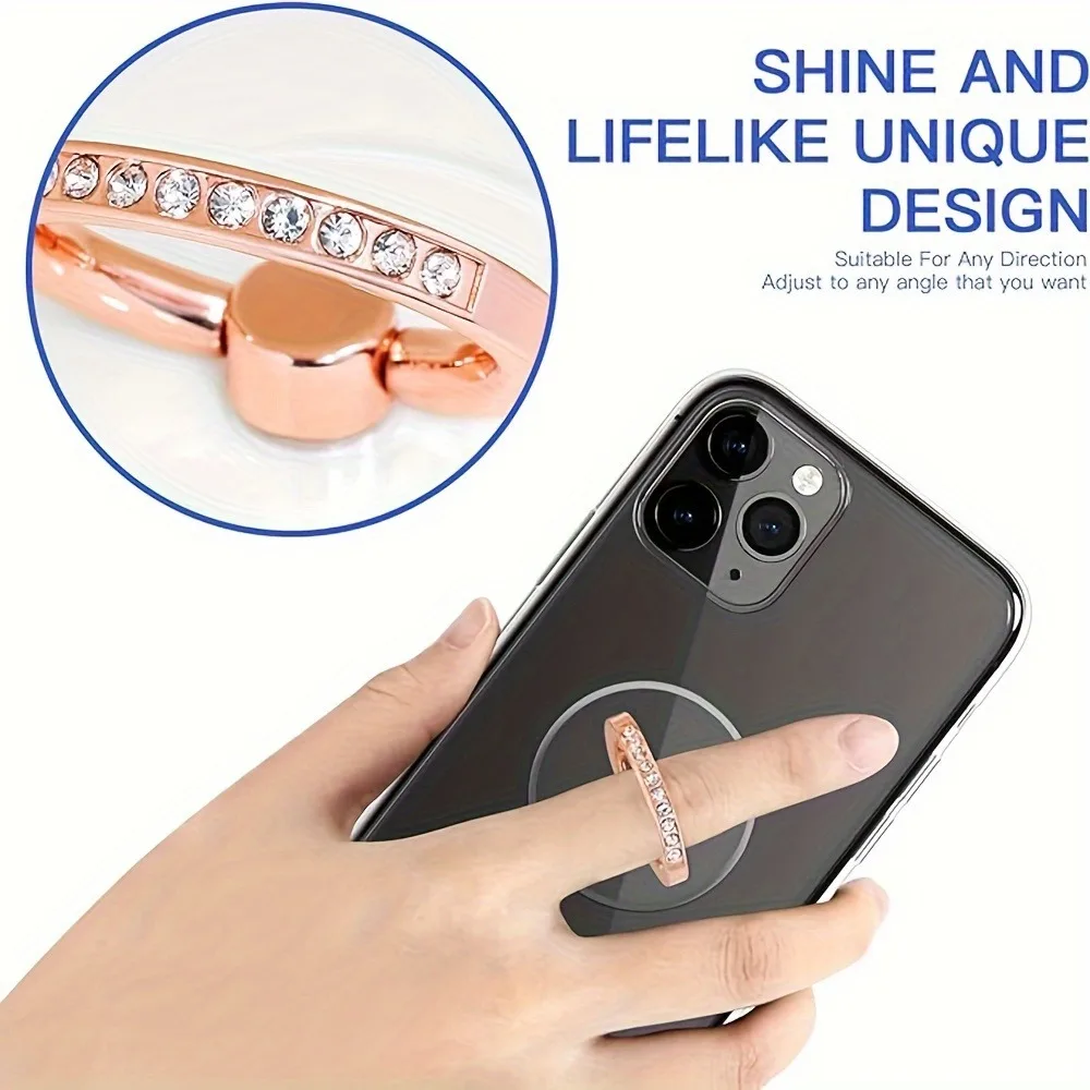 Universeller roségoldener transparenter Fingerring-Handyhalter für alle Smartphones, Smartphone-Halterung