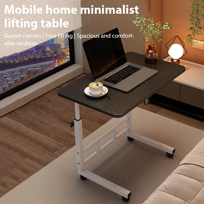 Tragbarer, verstellbarer Computer-Tisch, mobiler Nachttisch mit Rollen, einfacher Schreibtisch für Schlafzimmer, Büro, Sofa, Esszimmer, als Lazy Desk nutzbar Image