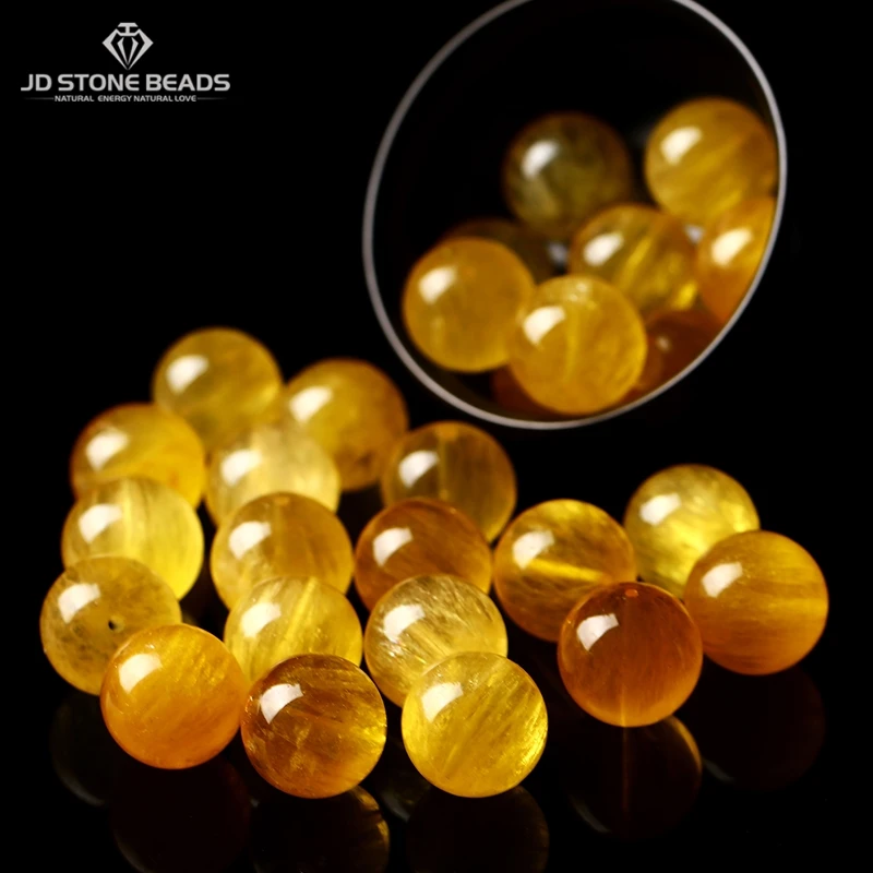 1 Stück 7A natürliche gestreifte gelbe Fluorit-Perle, rund, lose Spacer-Edelsteine, Perlen für Schmuckherstellung, DIY-Halskette, Armband, Zubehör Image