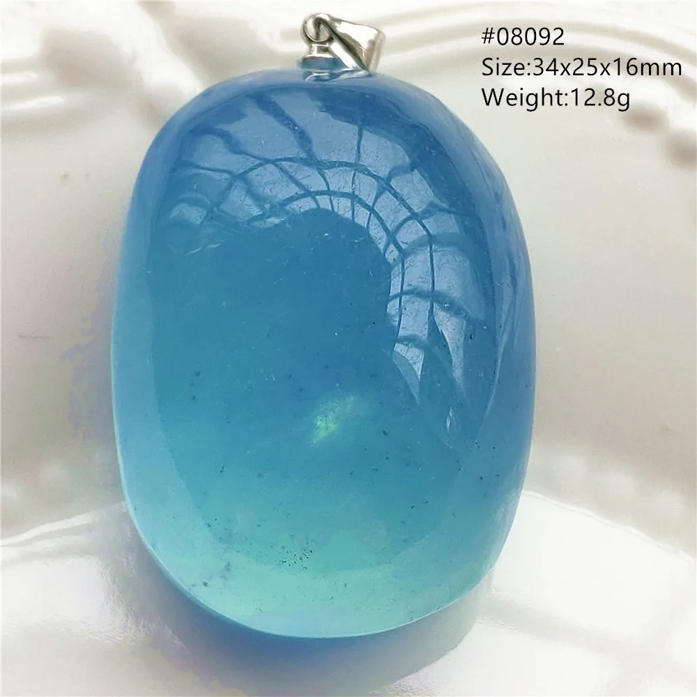 Natürlicher blauer Aquamarin ovaler Anhänger Schmuck für Frauen Männer dunkle Aquamarin Halskette Mode Brasilien aaaaaa Image