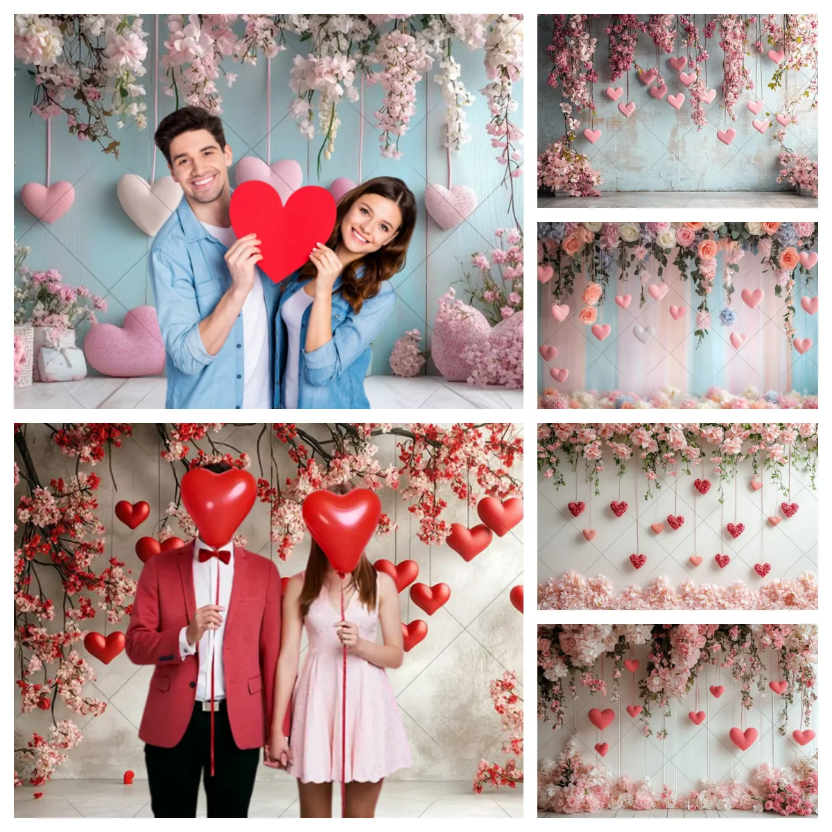 Valentinstag Fotografie Hintergrund Liebe Herz Ballon Blumen Hochzeit Party Dekoration Braut Dusche Porträt Foto Hintergrund Image