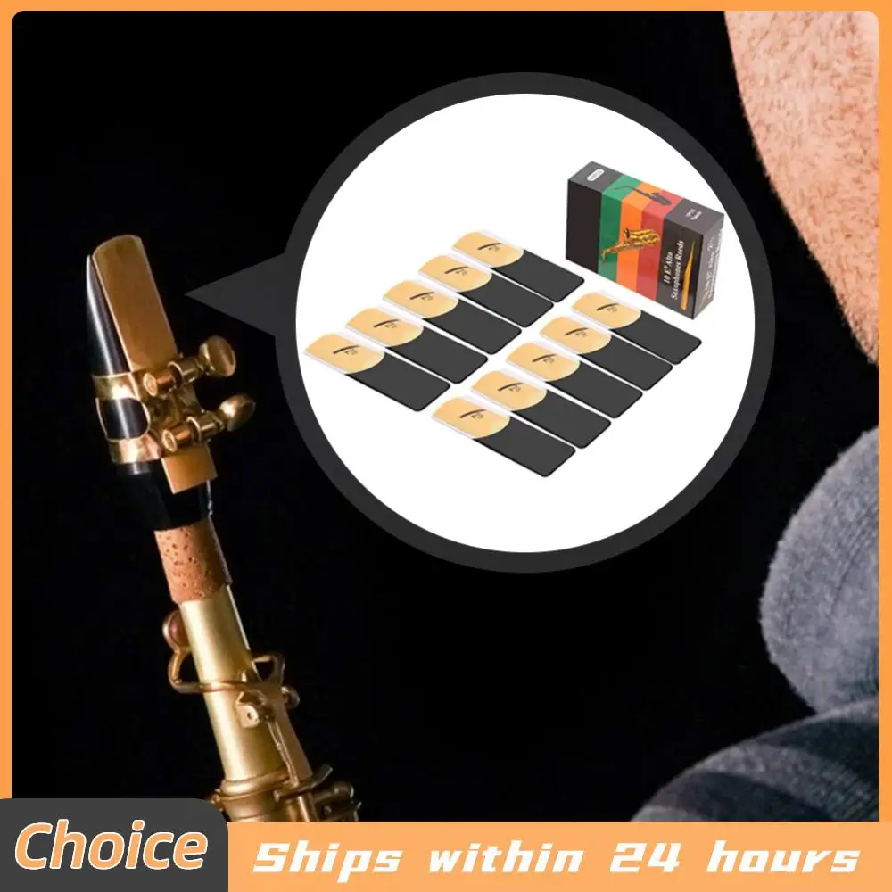 10er-Pack Eb-Altsaxophonblätter mit Aufbewahrungsbox, dünnerer Blattspitze 1.5/2.0/2.5, Holzblasinstrument-Zubehör Image