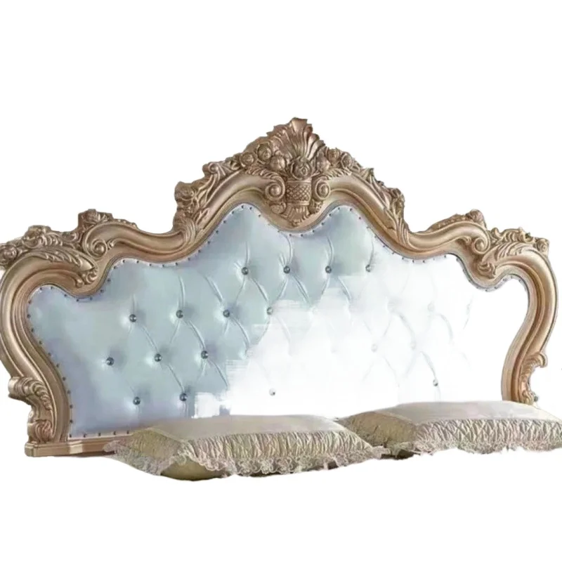 Europäisches Kopfteil mit weicher Polsterung, Rückenlehne, 1,5 Meter, 1,8, 2, modernes, schlichtes Doppelbett-Kopfteil am Bett. Image