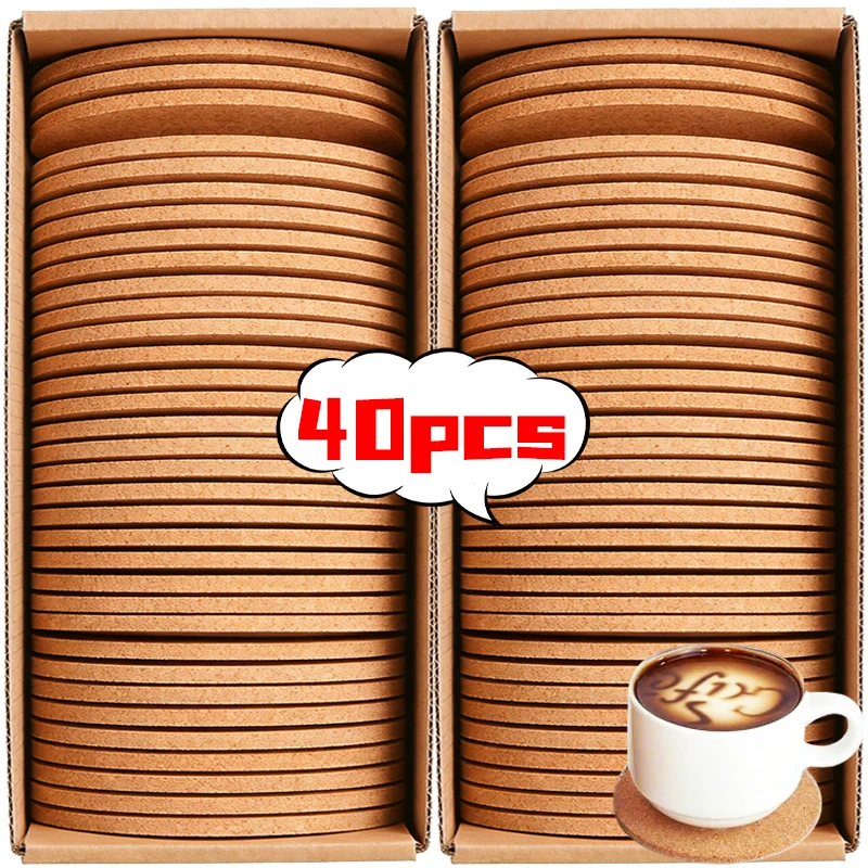 40/1 stücke Nicht-Slip Kork Untersetzer Natürliche Holz Runde Tasse Matten Getränke Tee Kaffee Halter Kork Wärmedämmung Pads tisch Dekoration