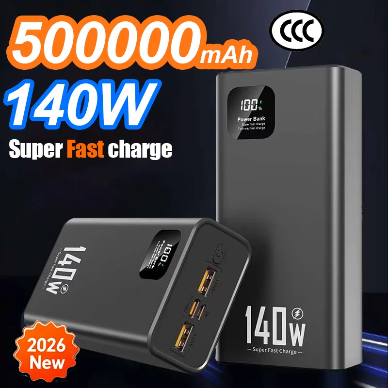 500000 mAh 140 W Power Bank Hohe Kapazität PD 22,5 W Superschnelles Laden Tragbares Ladegerät für iPhone 12-17 Samsung Image